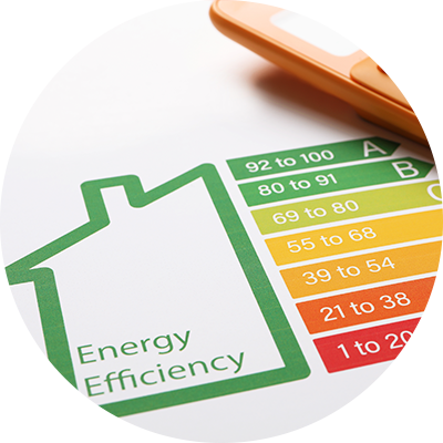 A close up of a paper with the energy efficiency ratings on them.