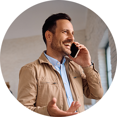 A contractor talking on the phone.