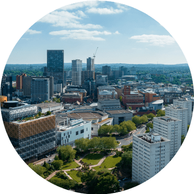 A wide shot of Manchester.