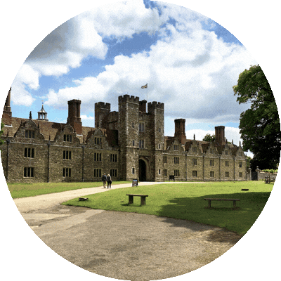 Three images of historic Knole Manor in Sevenoaks, Kent, showing the grand exterior of almost 600 year estate. Home to the Sackville-West family, the estate is managed by the National Trust.