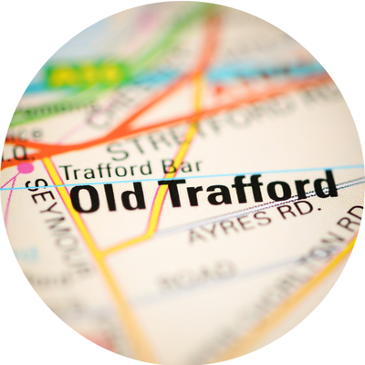 Road map close up on Old Trafford, Manchester.