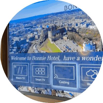 A brief visual tour of the Bonnie Hotel including a look at the vintage inspired rooms and integrated high tech features.