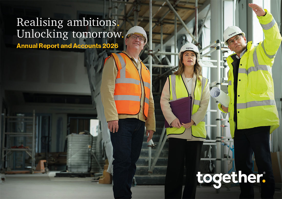 Cover of the Annual Report & Accounts 2025/26, featuring a Together colleague on site