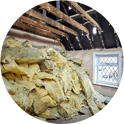A pile of ripped out insulation.