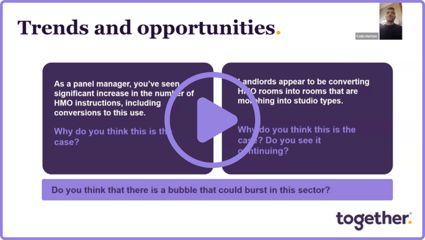 Screenshot from webinar discussing HMOs with Andrew Rutter MRICS (Head of Surveying Services at Method – VM) was joined by Colin Horton of Project Chartered Surveyors 