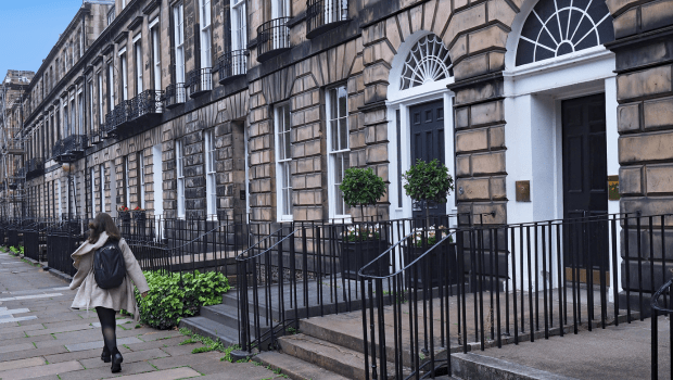 A row of Grade B listed Georgian terrace houses in Edinburgh