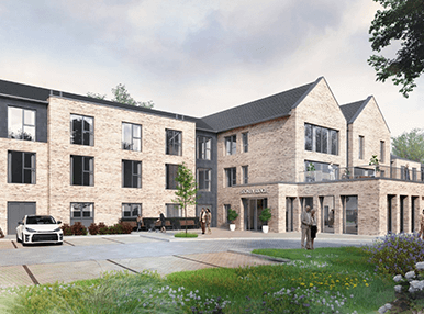 A digital image of a new care home which will be built.