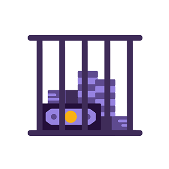 An icon of money in a cage with £~300bn equity value trapped in unmortgageable homes underneath it.