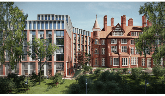 Exterior concept image of the redeveloped Farington Hotel, Preston, next to the new residential space