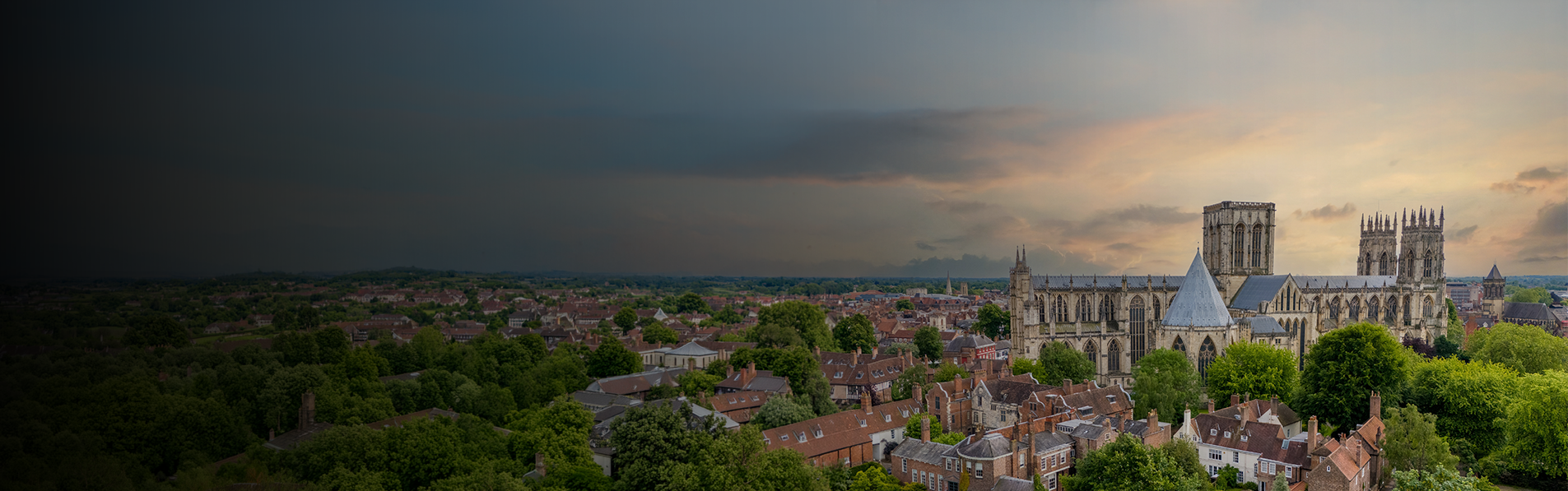 A wide shot of Yorkshire City.