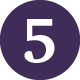 An aubergine circle with a white five in it.