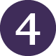 An aubergine circle with a white four in it.