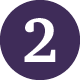 An aubergine circle with a white two in it.