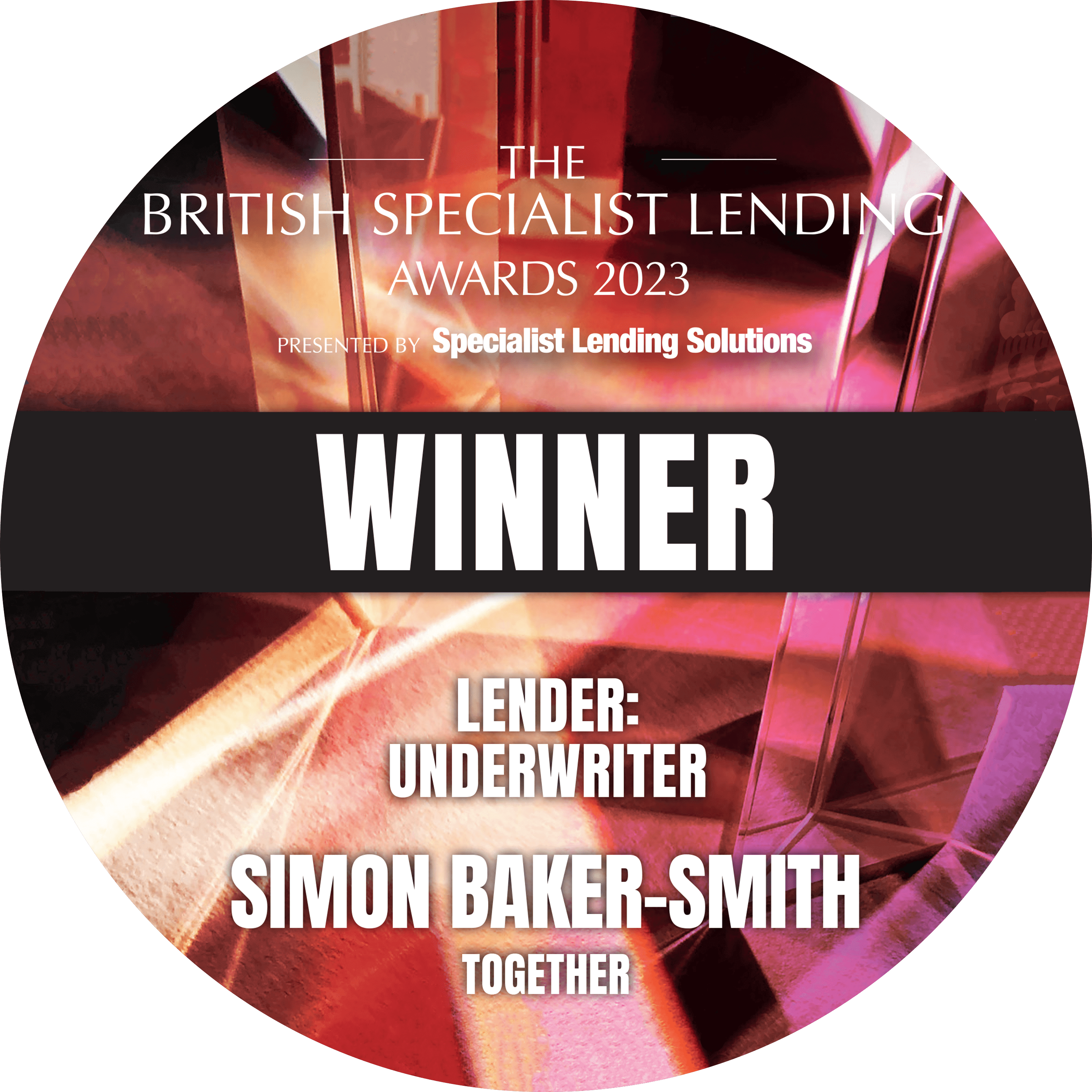 The british specialist lending award from 2023 for lender underwriter Simon Baker Smith.