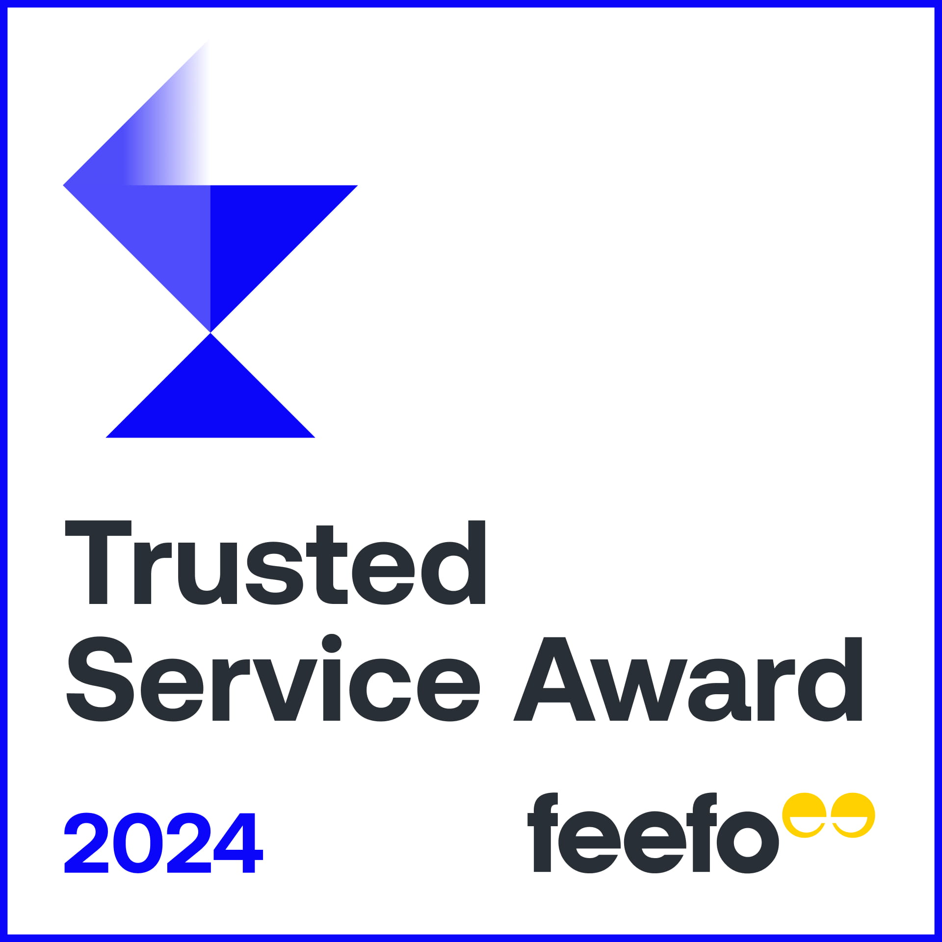 Feefo trusted service award 2024.