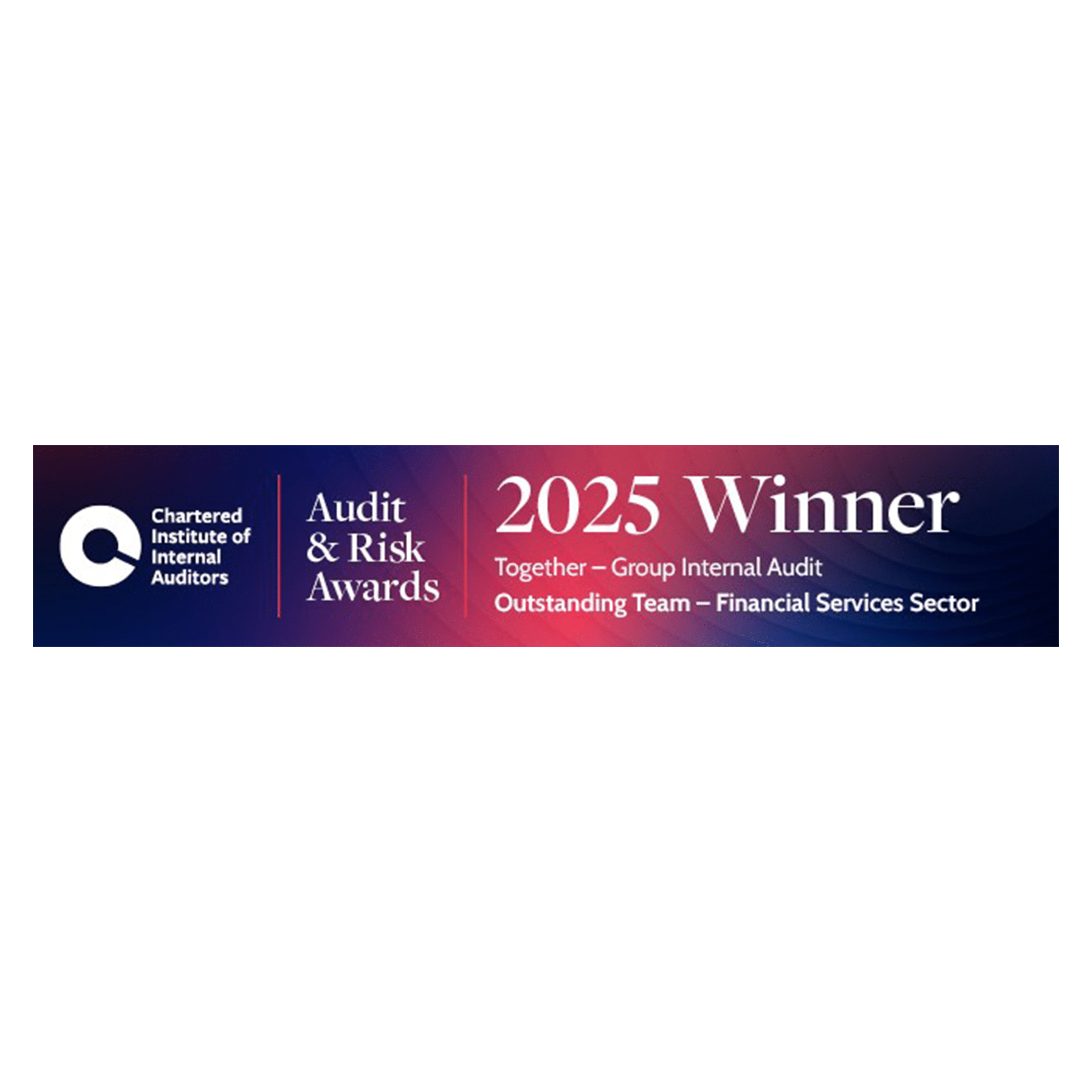 The Chartered Institute of Internal Auditors award for Outstanding team in the financial services.