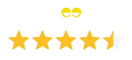 The Feefo logo above 4 and a half stars coloured in.