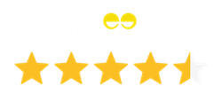 The Feefo logo above 4 and a half stars coloured in.
