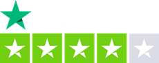 The TrustPilot logo above four and a half stars.