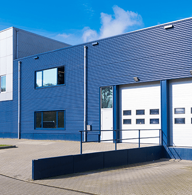 A wide shot of an industrial building.