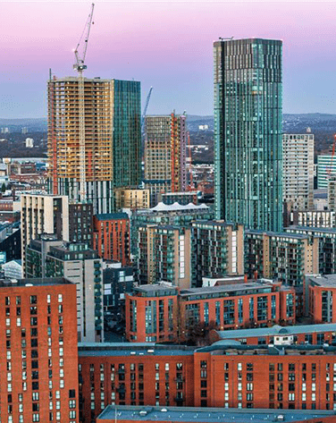 A wide shot of Manchester.