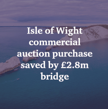 Three case studies as a GIF. An Isle of Wight commercial auction saved by £2.8m bridge, £10m bridge supports Old Trafford redevelop, and bridging helps landlord create thriving rental portfolio.